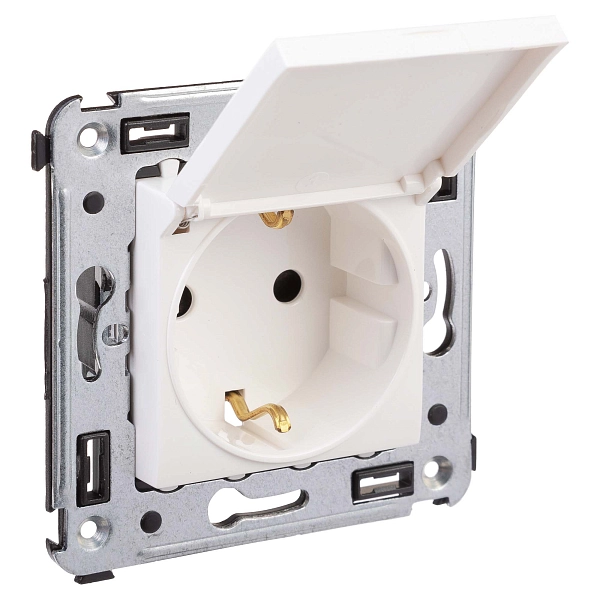 Розетка с крышкой в стену, 2P E, с з/ш, "Avanti", "Белое облако" 4400013 в каталоге ЮгКабель