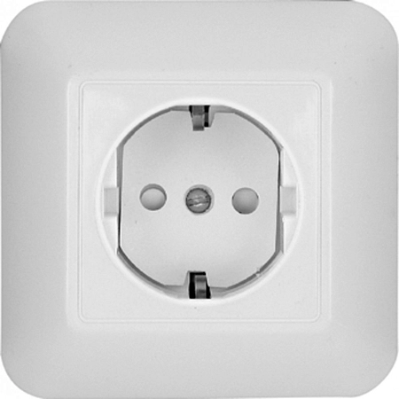 Розетка СП 1-м  c з/к, шторки, белый, Прима RS16-004-B