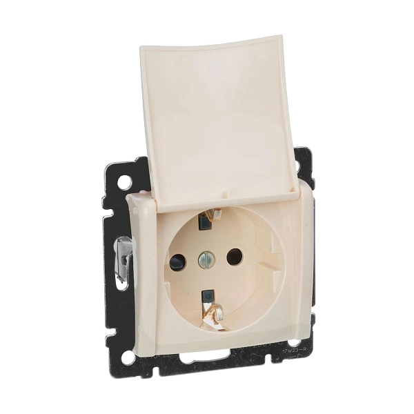 Розетка СП 1-м c з/к с крышк. механизм (сл. кость) Valena 774322 в каталоге ЮгКабель