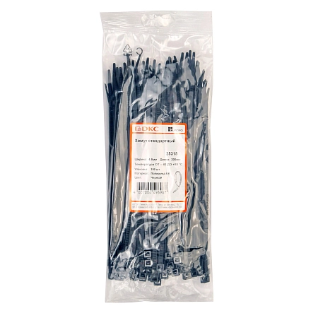 Хомут 4,8х200мм полиамид черный  25315 - купить по низкой цене в Краснодаре | ЮгКабель