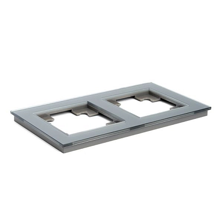 рамка горизонтальная 2-местная, стекло серия катрин, gfr00-7002-03, серебро 39532 - купить по низким ценам в Краснодаре Рамка горизонтальная 2-местная, стекло серия Катрин, GFR00-7002-03, серебро 39532 в наличии по выгодной цене. Краснодар. ЮГКАБЕЛЬ.