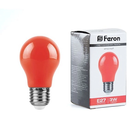 Лампа светодиод. LED 3W 220В Е27 А50 (91х50) (красный) LB-375 25924