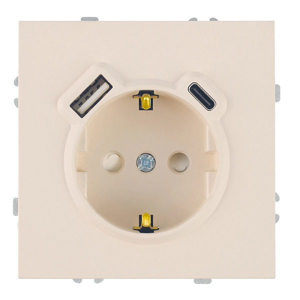 Розетка СП 1-м с з/к   USB   Type C механизм (кашемир) soft touch Эмили RST10-5119-08 50360 в каталоге ЮгКабель