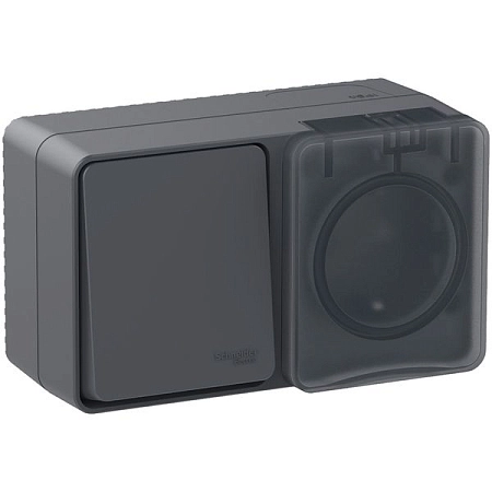 Блок ОП розетка 16А 250В с заземл. защ. шторки   1-кл. выключатель 10А IP54 антрацит Profi54 ATN544070 в наличии по выгодной цене. Краснодар. ЮГКАБЕЛЬ.