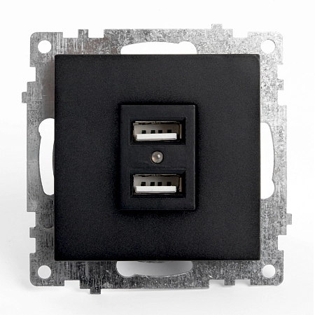 Розетка 2-местная USB (механизм), 250В, 2,4А, серия Катрин, GLS10-7115-05, черный 39616