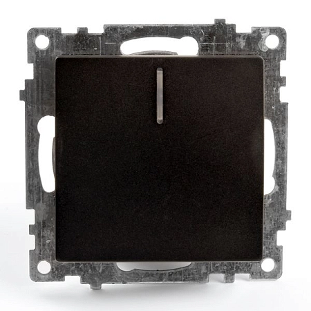 Выключатель 1-клавишный c индикатором (механизм), 250В, 10А, серия Катрин, GLS10-7101-05, черный 39605