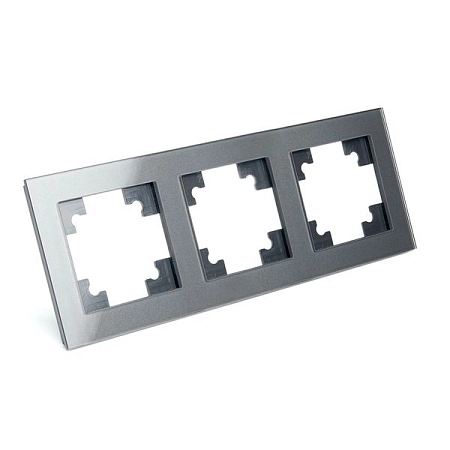 Рамка горизонтальная 3-местная, стекло серия Катрин, GFR00-7003-06, графит 39541 в наличии по выгодной цене. Краснодар. ЮГКАБЕЛЬ.