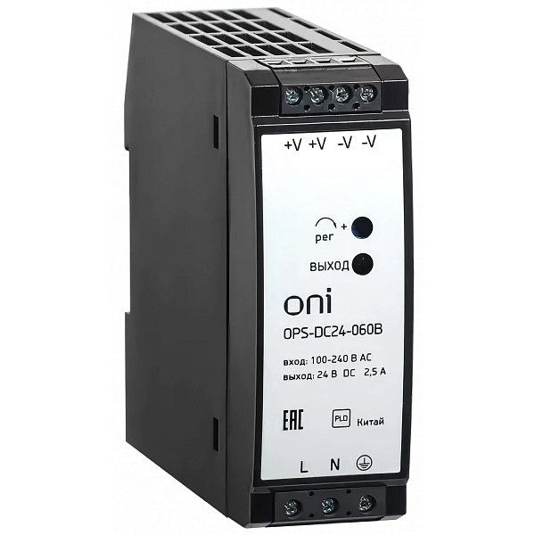 Блок питания 24В OPS 220В AC/24В DC 2,5А 60Вт ONI OPS-DC24-060B Блок питания 24В OPS 220В AC/24В DC 2,5А 60Вт ONI OPS-DC24-060B в каталоге ЮгКабель