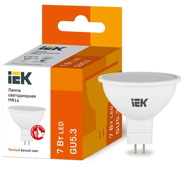 Лампа светодиод. LED   7W 3000К 630Лм MR16 GU5.3 30т.ч. 220V (53х50) (аналог 60W) ECO LLE-MR16-7-230-30-GU5 Лампа светодиод. LED   7W 3000К 630Лм MR16 GU5.3 30т.ч. 220V (53х50) (аналог 60W) ECO LLE-MR16-7-230-30-GU5 в каталоге ЮгКабель