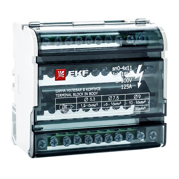 Шина "N" нулевая на DIN-рейку в корпусе 4х11групп (кросс-модуль) EKF PROxima125А sn0-4x11 Шина "N" нулевая на DIN-рейку в корпусе 4х11групп (кросс-модуль) EKF PROxima125А sn0-4x11 в каталоге ЮгКабель