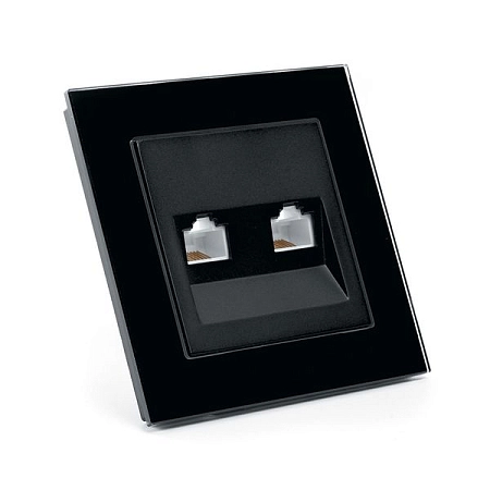 Розетка компьютерная 2-местная RJ-45, серия Катрин, GLS00-7006-05, черный в сборе 39509 в наличии по выгодной цене. Краснодар. ЮГКАБЕЛЬ.