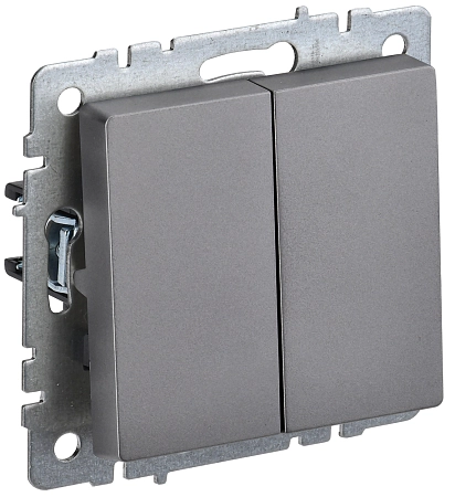 BRITE Выключ. 2-кл. прох. 10А ВС10-2-6-БрС сталь IEK BR-V22-0-10-K46