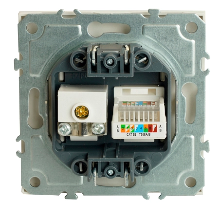 Розетка СП TV   комп. RJ-45 механизм (белый фарфор) soft touch Эмили RST00-5106-01 49872 в наличии по выгодной цене. Краснодар. ЮГКАБЕЛЬ.