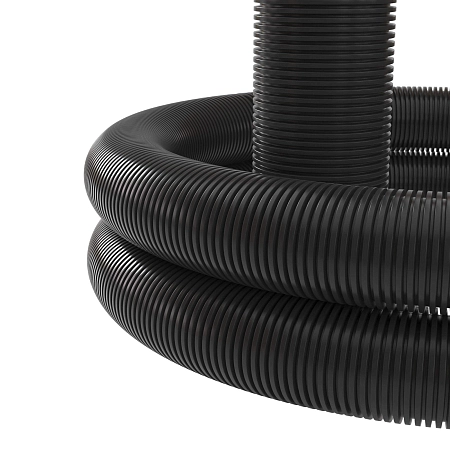 Двустенная труба ПНД гибкая для открытой прокладки д.50мм, SN13, ПВ-0, УФ, с протяжкой, цвет черный 151950 - купить по низкой цене в Краснодаре | ЮгКабель