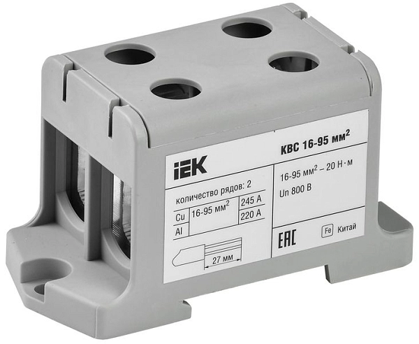 Клемма 2Р 16-95 кв.мм. КВС  , серая ИЭК YZN13-095-K03 в каталоге ЮгКабель