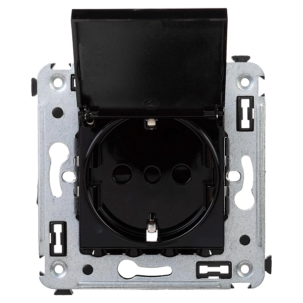 Розетка с крышкой в стену, 2P E, "Avanti", "Черный квадрат" 4402013 в каталоге ЮгКабель