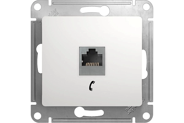 Розетка СП 1-м телеф. RJ11 4контакта механизм (белый) Glossa GSL000181T в каталоге ЮгКабель