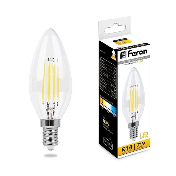 Лампа светодиод. LED 7W 2700К 740Лм Е14 30т.ч. C35 (100х35) (аналог 70W) свеча LB-66 25726 Лампа светодиод. LED 7W 2700К 740Лм Е14 30т.ч. C35 (100х35) (аналог 70W) свеча LB-66 25726 в каталоге ЮгКабель