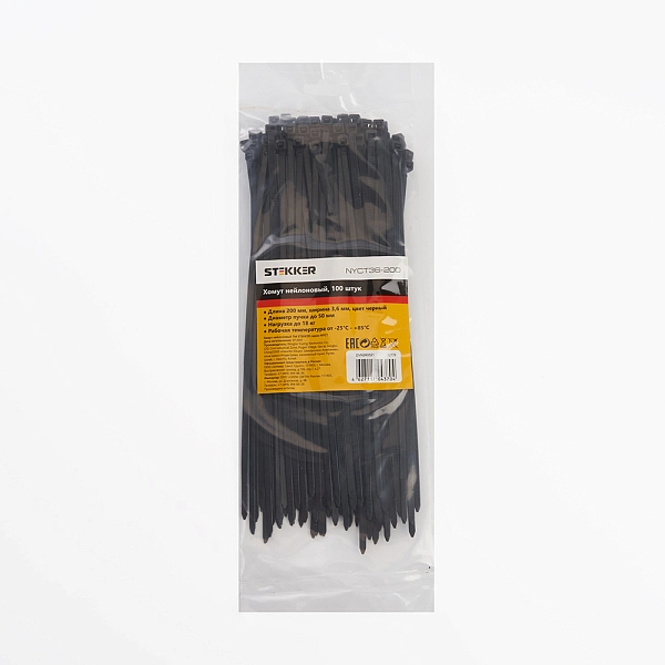 Хомут 3,6х200мм нейлон черный (100шт) NYCT36-200 32778 в каталоге ЮгКабель