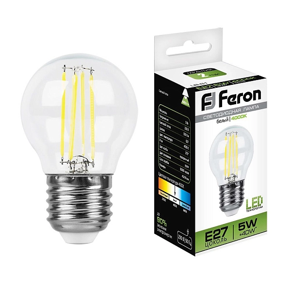 Лампа светодиод. LED 5W 4000К 550Лм Е27 30т.ч. G45 (74х45) (аналог 40W) шар LB-61 25582 Лампа светодиод. LED 5W 4000К 550Лм Е27 30т.ч. G45 (74х45) (аналог 40W) шар LB-61 25582 в каталоге ЮгКабель