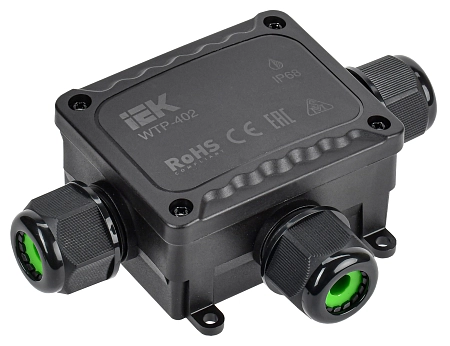 Коробка разветвительная водонепрониц. IP68 3 вых. с 4-конт. коннектором 450V137х95х43 черный WTP-402 UWB10-T-450-41-03-68