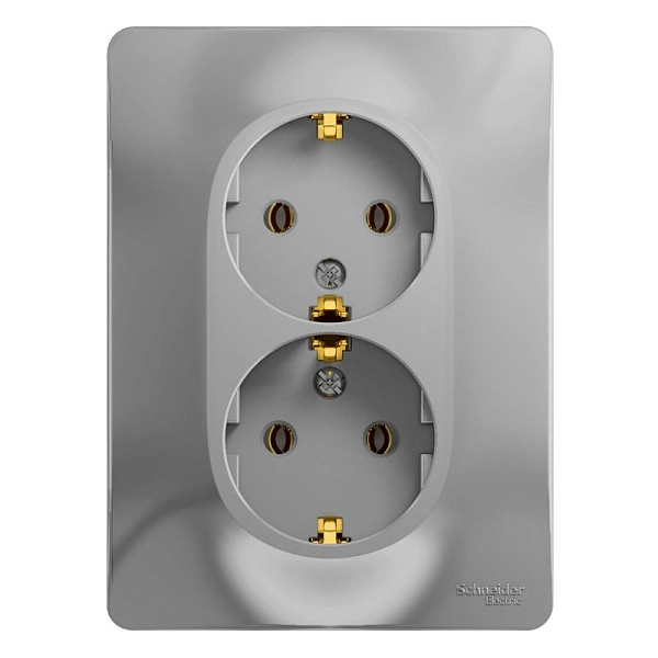 Розетка 2-м СП 16А IP20 с заземл. в сборе алюм. Glossa GSL000324 в каталоге ЮгКабель