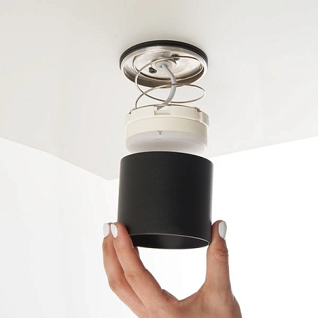 Светильник неповоротный накладной GX53 230V черный (82х75) IP44 HL363 41999 - купить по низкой цене в Краснодаре | ЮгКабель