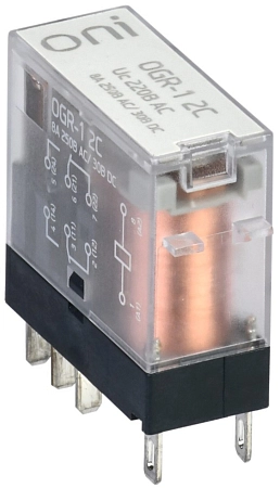 Реле общего назначения OGR-1 2C 220В AC со светодиодом и тестовой кнопкой OGR-1-2C-AC220V-L-B