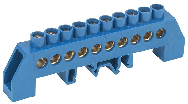 Шина "N" нулевая в комбинированном DIN-изоляторе типа "Стойка" (10 групп) ШНИ-8х12-10-КС-С (синий) YNN10-812-10DP-K07 в каталоге ЮгКабель