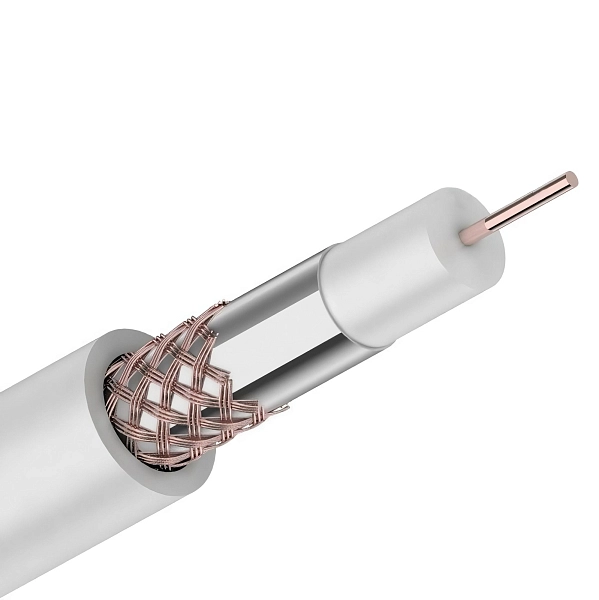 Кабель RG-6U, 75Ом, CCS/Al/Al, белый (омеднённая сталь)  01-2205 в каталоге ЮгКабель