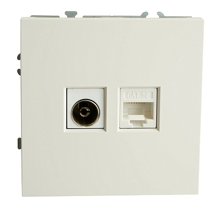 Розетка СП TV   комп. RJ-45 механизм (белый фарфор) soft touch Эмили RST00-5106-01 49872