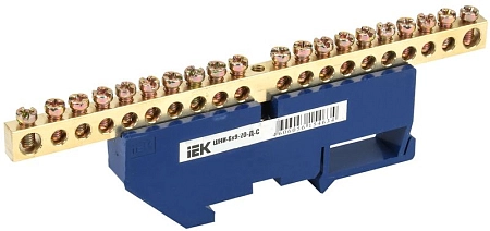 Шина N "ноль" на DIN-изол (20 групп) ШНИ-6х9-20-Д-С YNN10-69-20D-K07