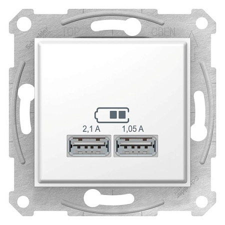 Розетка СП 2-м USB мех-м 2,1А (2х1,05А), (белый) Sedna  SDN2710221