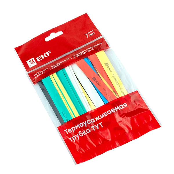 Набор термоусадочных трубок ТУТ нг 8/4 набор:7 цветов по 3шт. 100мм. EKF PROxima tut-n-8 в каталоге ЮгКабель