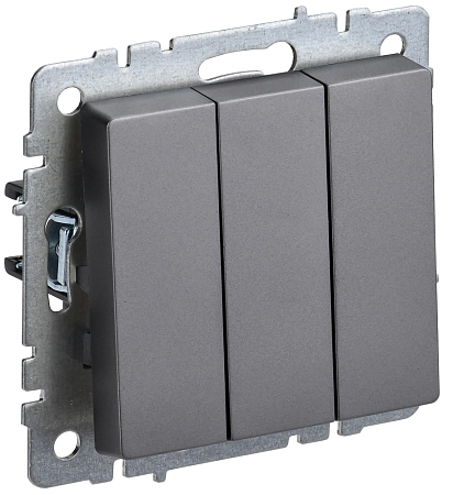 BRITE Выключ. 3-кл. 10А ВС10-3-0-БрС сталь IEK BR-V30-0-10-K46