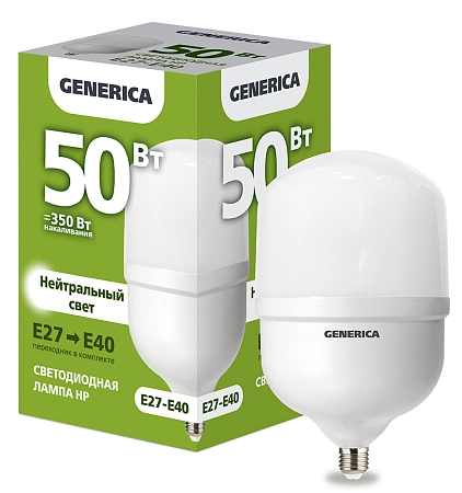 Лампа светодиод. LED   50W 4000К 5000Лм Е27/Е40 15т.ч. HP (168х118) LL-HP-50-230-40-E27-E40-G