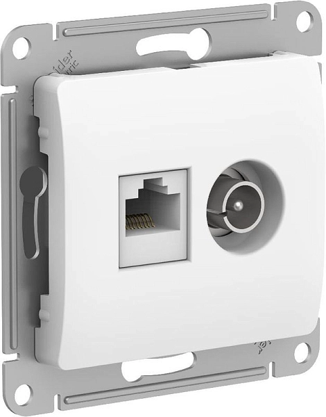 Розетка СП 1-м компьютерная   телевизионная RJ45   TV механизм (белый) Glossa GSL000189 в каталоге ЮгКабель