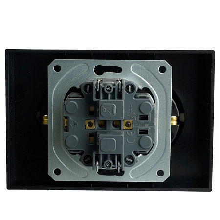 Розетка СП 2-м с з/к с шторк. (черный уголь) soft touch Эмили RST16-5114-05 49856