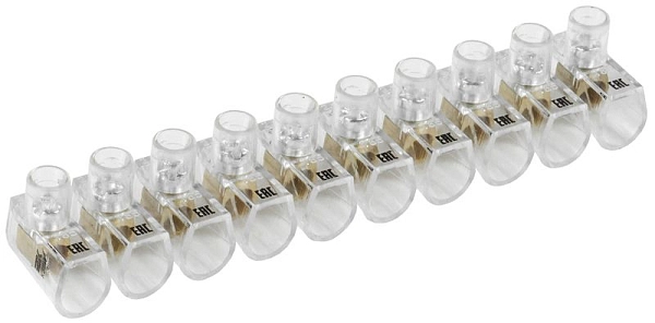 Зажим винтовой КЗВИ   2,5мм2 20А (на 10 клемм) ,концевой изолированный ,прозрачный ИЭК UZVK-025-10 в каталоге ЮгКабель