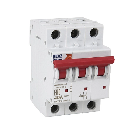 Выключатель нагрузки (мини-рубильник) 3Р 40А OptiDin BM63P-340-УХЛ3 103895