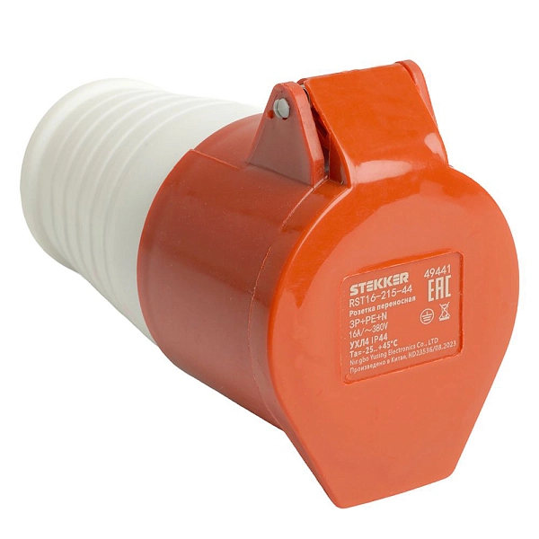 Розетка силовая 3-ф., 16А, 380В, IP44 (5-п) переносная, ST-215, RST16-215-44 Stekker 49441 в каталоге ЮгКабель